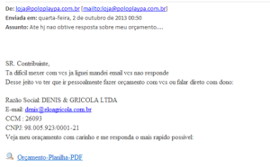 Este Phishing é um caso de um suposto cliente que está solicitando à empresa um suposto orçamento. Este Phishing é um caso de um suposto cliente que está solicitando à empresa um suposto orçamento.