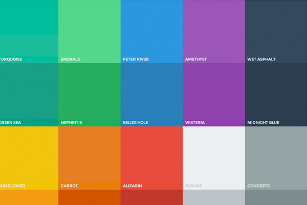 O site http://flatuicolors.com/ mostra uma paleta sugestiva para Flat Design