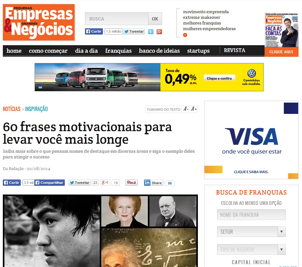 Artigo da Revista Pequenas Empresas & Grandes Negócios