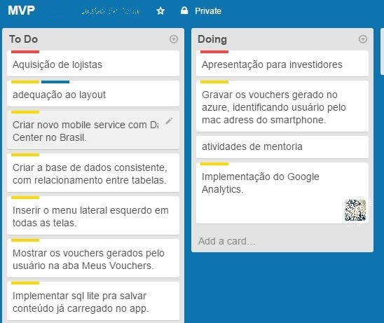 Figura - Tela do Trello no navegador. Atividades a Fazer e sendo Executadas pela equipe de trabalho