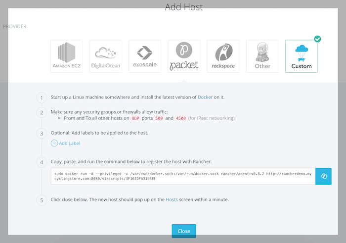 Figura - Rancher: adicionando host