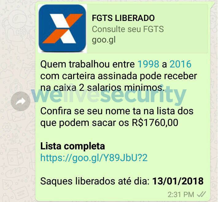 Figura - WhatsApp FGTS Liberado