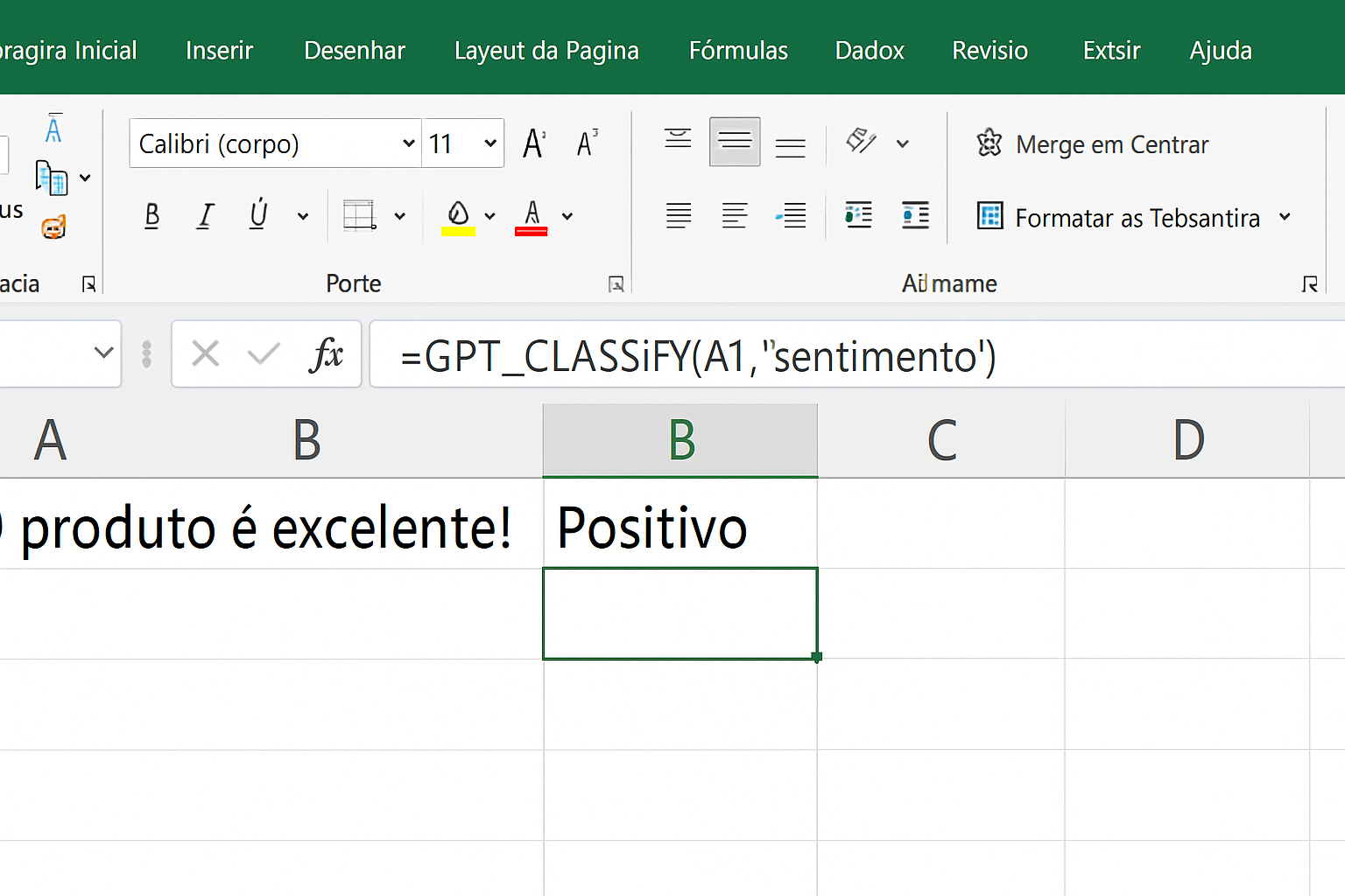 Exemplo 6: Classificando sentimento com GPT_CLASSIFY.